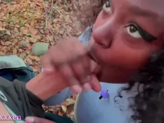 Busty Ebony Sucks and Fucks a Random Hiker - Girly Vixen