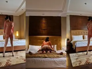 Expensive Escort Girl Serves a Client in a Hotel Room