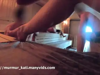 Wife in the Sauna Teases Strangers