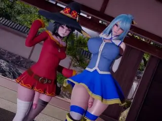 [futanari Hentai] Futas Aqua and Megumin Fucking each other