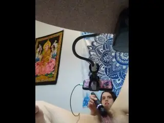 Domi 2 on my Clit makes my Hairy Pussy Hole Spasm Level Vaginal Muscles Clench Live Show Camgirl