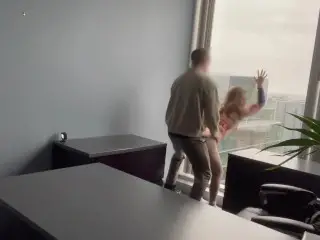 I Fuck my MILF BOSS against her Office Window