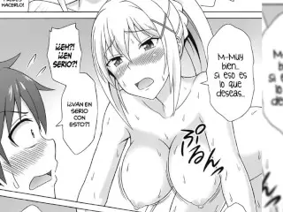 KAZUMA X DARKNESS X MEGUMIN - Kazuma Fucks Hard with Darckness - Konosuba - Doujin in Spanish