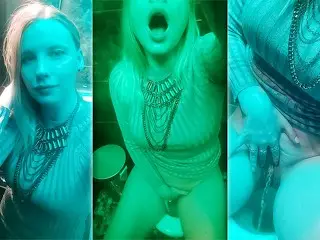 Slutty Minx Pissing and Fondling Pussy in the Public Toilet at the Club