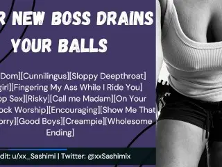 ASMR Roleplay - your new Boss Drains your Balls