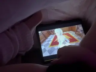 POV: Kawaii Asian Girl Touching herself Watching Genshin Porn Henta and Cum. Parents are Home