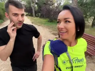 Zuzu Sweet Fuck Athlete in Public for her Onlyfans Casting Facial