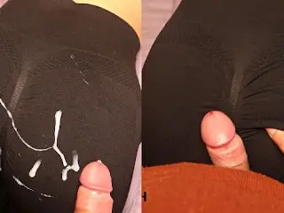 Cumshot in Slow Motion onto my Virgin Step Cousin Ass in Leggings