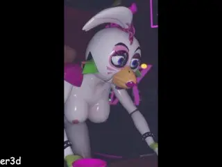 POV Glam Rock Chica Fucks in Pussy and Anal in her Room after Closing Fnaf Porn Part 2