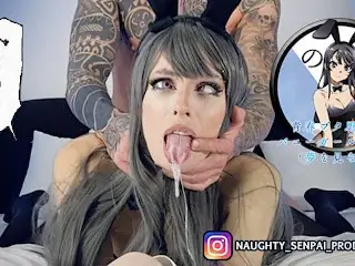 Cosplay BUNNY GIRL SENPAI Fucked till Drool Runs Out! Ahegao, Rough Sex, Nylon Feet, Footjob, Hentai