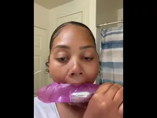 Gagging on 10.5 Inch Dildo Ends in Throw up 🤮 FULL VIDEO ON OF @lovelyy.e