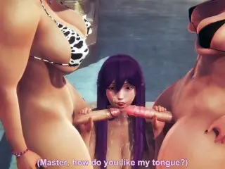 DDLC - Yuri Gets Fucked by two Futa Girls