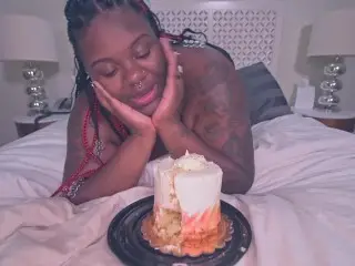 Oily Ebony BBW Gothic Goddess Takes 2 BBCs and Gets DVP for her Birthday