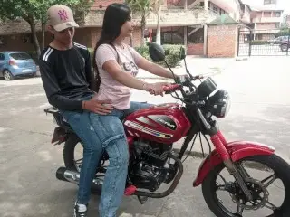 I WAS TEACHING MY NEIGHBOR TO RIDE a MOTORCYCLE, BUT THE HORNY GIRL SAT ON MY LEGS