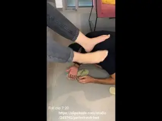 Flipflops Foot Worship Slave getting Face Slap