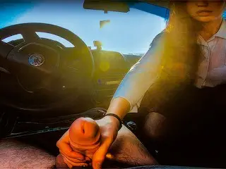 Sunset Car Blowjob and Cum Swallow