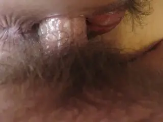 CREAMY SIDE FUCK Ends in CUMSHOT on LABIA - all Natural MILF Hairy Pink Pussy Lips Open Wide for Cum