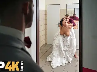 VIP4K. being Locked in the Bathroom, Sexy Bride Doesnt Lose Time and Seduces Random Guy