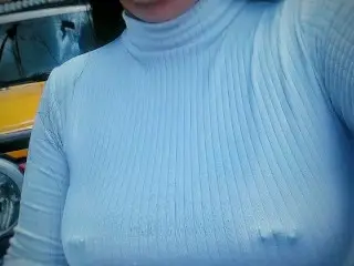 Little Ruby - Showing off my Pierced Nipples with a Transparent Croptop Letting People see my Tits