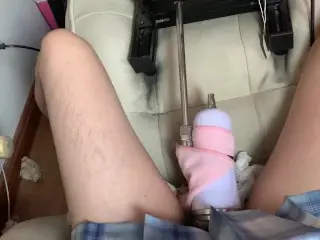 Cute Femboy SM Fucked by High Speed Machine, Screamed with the Unstoppable Orgasms!