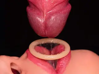 CLOSE UP: BEST Milking MOUTH made you CUM TWICE in CONDOM! Broke the CONDOM and got all CUM! BLOWJOB