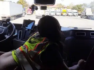 Trucker Fucks Guard at PUBLIC Truck Stop in Des Moines, Iowa.