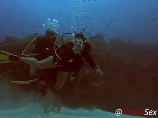 SCUBA Sex Quickie while on a Deep Dive Exploring a Coral Reef