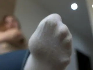 Full Video - Very smelly and worn white Puma socks (POV foot worship, socks worship, stinky socks, foot smelling)