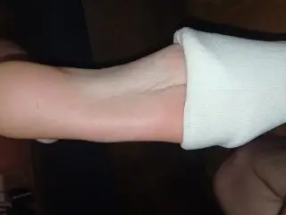 Worshipping her Dirty School Socks and Cumming on her Soles