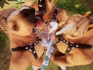 Morning Sex. three Huge Furries Fucked a Blonde Droid in the Forest, the Forest of Love