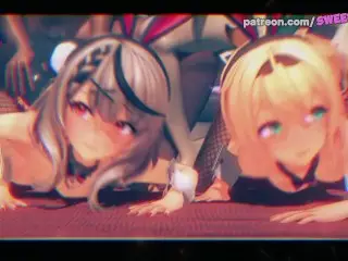Virtual YouTuber - Kazama Iroha Partying in Foursome Sex Orgy!