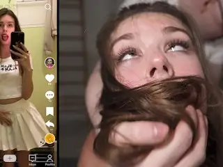WE FOUND HER ON TIKTOK - College Cutie WRECKED by two Big Cocks - Princess Alice