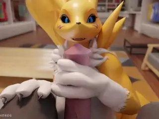 Furry Stepmother Renamon having Sex with Big Cock