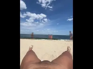 Public Pussy Flashing at the Nude Beach Spreading my Legs Open when People Walk by