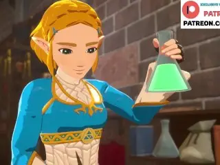 Zelda do Hot Blowjob in the Laboratory and getting Creampie | Zelda Hentai 60fps