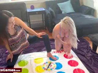 Two Hot Lesbians are Playing a Strip Twister Game