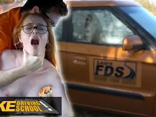 Fake Driving School - British Ginger Babe Ella Hughes Gets her Perfect Pussy Fucked during Driving l