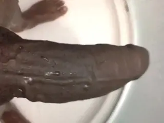 Stroking my Big Black Dick in the Shower
