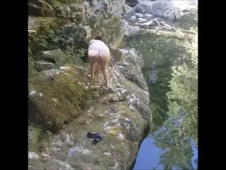 MILF Flashing and Masturbating by the River