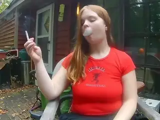 Natural Redhead Smoking a American Spirit Cigarette