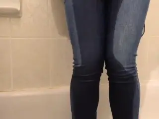 Girl Pees Pants then Cums