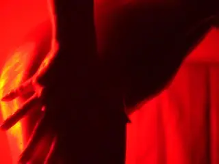 Solo Nude Girl in Oil Dancing in Red Light to the Weeknd Music