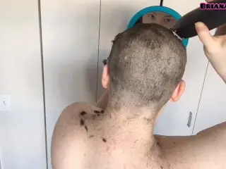 Young Woman with Big Tits Shaves Head Bald