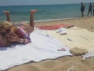 Public Beach Orgasm with Lovens Lush Control by my Stepbro
