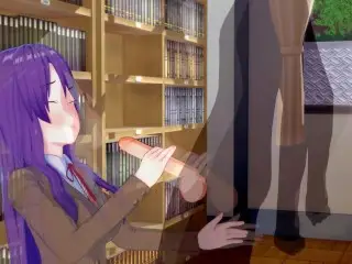 DDLC Yuri Milks your Cock in the Library