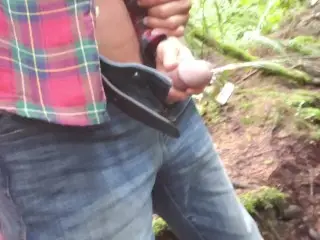 Holding his Cock in Public while he Pees