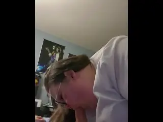 My Neighbor Cums in my Mouth BBW Glasses Blowjob