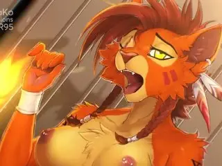 Furry Yiff / Cute Fox Girl Jumps up and down on Weird Animal Dildo!