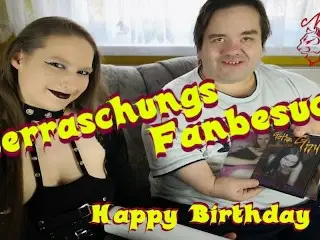 Birthday Fun - German Porn Star Nadine Cays Surprises Midget Fan