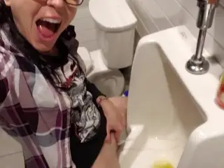 She LOves to Pee in Urinals!